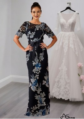 Floral Lace Embroidered Sheath Mother of the Bride Dress with Applique