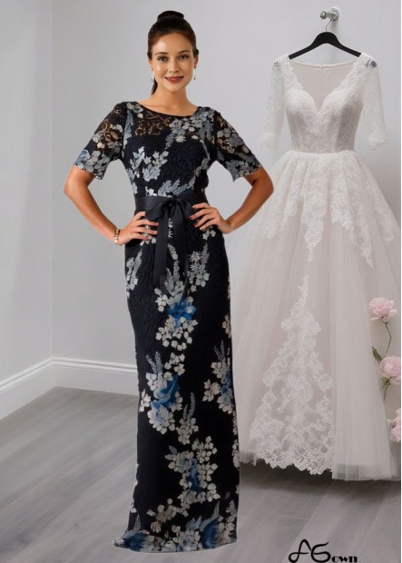 Floral Lace Embroidered Sheath Mother of the Bride Dress with Applique