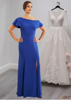 One Shoulder Ruffle A-Line Mother of the Bride Dress with Split Hem
