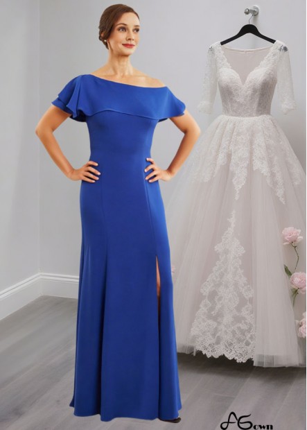 One Shoulder Ruffle A-Line Mother of the Bride Dress with Split Hem