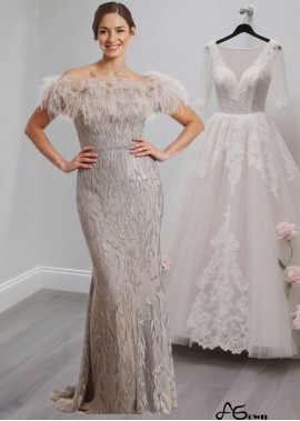 Embroidered Feather Mother of the Bride Dress – Sleeveless Sheath Gown