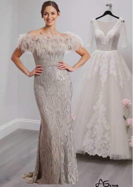 Embroidered Feather Mother of the Bride Dress – Sleeveless Sheath Gown