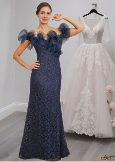 Sleeveless Ruffled Lace Mother of the Bride or Groom Dress with Scoop Neck