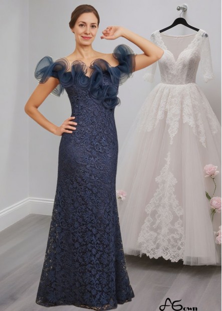 Sleeveless Ruffled Lace Mother of the Bride or Groom Dress with Scoop Neck