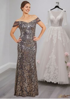 Lace Mother of the Bride Dress with Sequins and Beads – Floor Length Gown