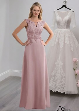 Pink Chiffon A-Line Mother of the Bride Dress with Scoop Neck and Lace Appliques