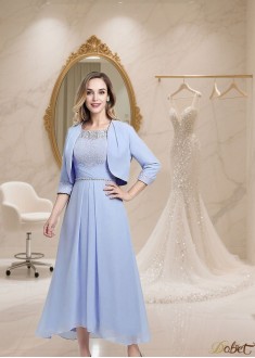 Mother of the Bride Chiffon Outfits – Half Sleeve Asymmetrical A-Line