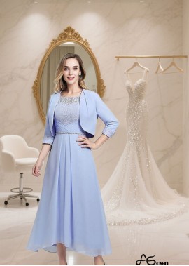 Mother of the Bride Chiffon Outfits – Half Sleeve Asymmetrical A-Line