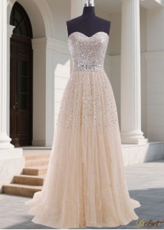 Long Tulle Prom Party Dresses – Sweetheart Neckline A line Princess Gown