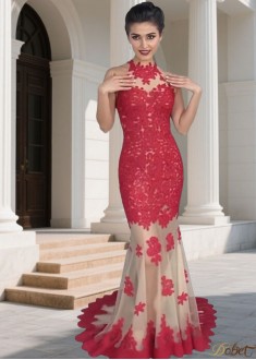 UK Prom Party Dresses – High Neck Sleeveless Mermaid Gowns
