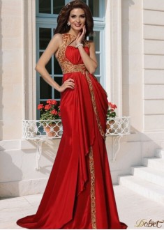 Sexy Sweetheart Taffeta Prom Evening Dress – Sleeveless A-Line Empire Waist Sweep Train Gown for All Seasons