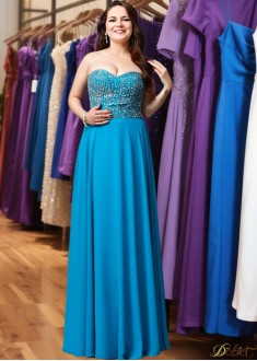 Plus Size Sweetheart Beaded A-Line Prom Evening Dress – Floor Length