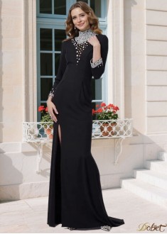 High Neck Long Sleeve Chiffon Prom Dress with Rhinestones – Elegant Sheath Evening Gown UK
