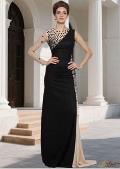 Long Prom Evening Dress – High Neck A line Gown with Beading UK