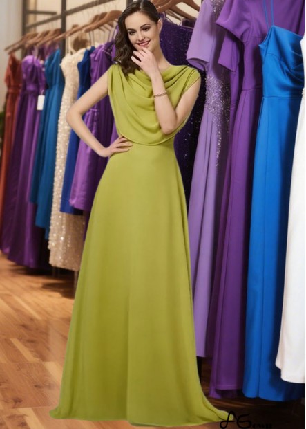 Elegant Long Chiffon Prom Evening Dress with Pleated A-line Silhouette and Sweep Train