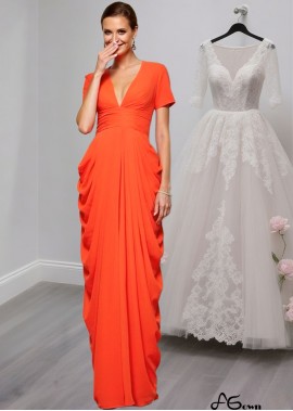 Chiffon V-Neck Floor-Length Mother of the Bride Evening Dress with Pleats