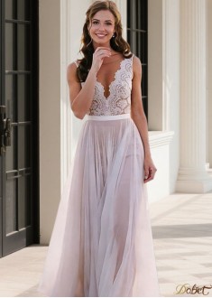 Lace Up Back Tulle Sleeveless Wedding Dress