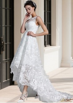 Sleeveless Lace Asymmetrical A-Line Wedding Dress