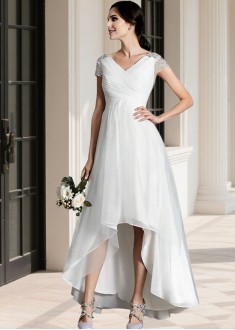 V Neck Tulle Wedding Dress