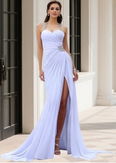 Straps Chiffon Empire Waist Sheath Wedding Dress
