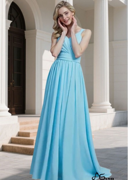 Floor-Length Chiffon A-Line Bridesmaid Dress with V-Neck Sleeveless Design