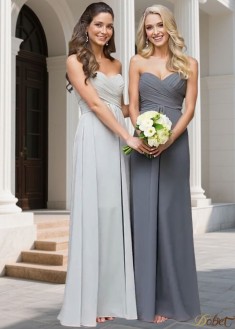 Ruched Chiffon Sweetheart Neck Bridesmaid Dress | Sleeveless Floor-Length A-Line Gown