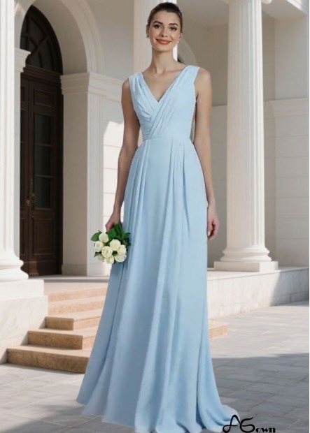Ruched V-Neck Bridesmaid Dresses – Sleeveless A-Line Gowns