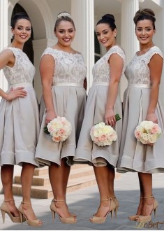 Elegant Off The Shoulder Elastic Satin Knee-Length Bridesmaid Dress – Sleeveless A-Line Gown