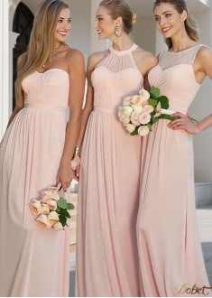 Elegant Chiffon Sleeveless A-Line Bridesmaid Dress | Floor-Length Ruched Gown