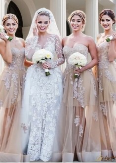 Romantic Tulle Sweetheart Applique Bridesmaid Dress – Sleeveless A-Line Floor Length Gown