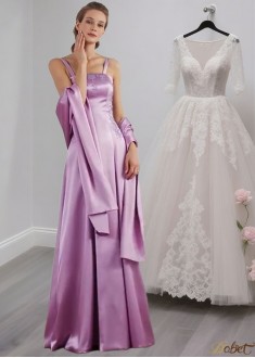 Floor Length Spaghetti Strap A-Line Mother of the Bride Dress with Beading