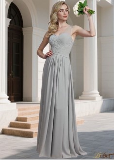 Elegant V-Neck Sleeveless Chiffon Bridesmaid Dress | Floor-Length A-Line Gown