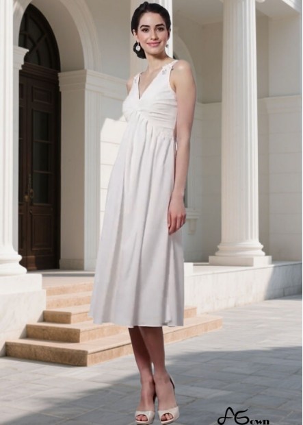 Tea-Length V Neck Bridesmaid Dress with Beading and Applique