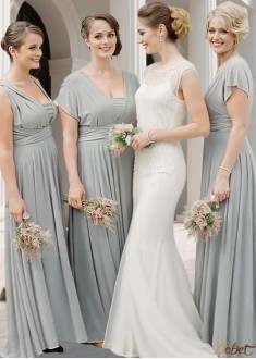 Elegant Chiffon Sleeveless A-Line Floor Length Bridesmaid Dress