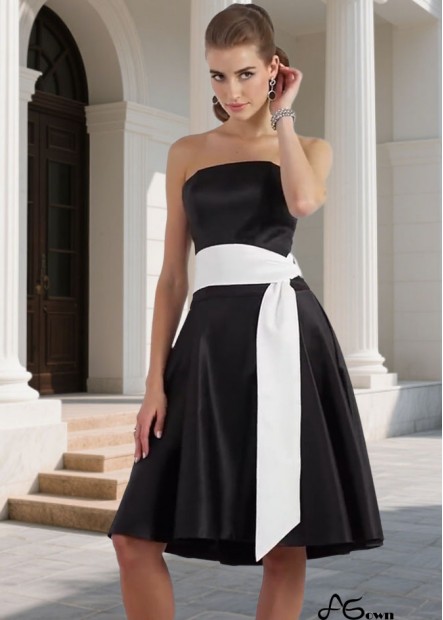 Strapless Satin A-Line Knee-Length Bridesmaid Dress with Belt
