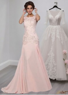 Pink Mermaid Formal Mother Gowns with Beading and Applique 