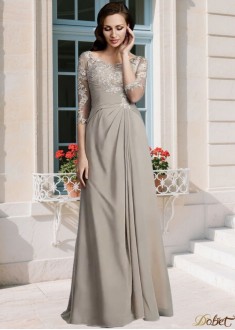 Scoop Neck Chiffon A-Line Mother of the Bride Dress