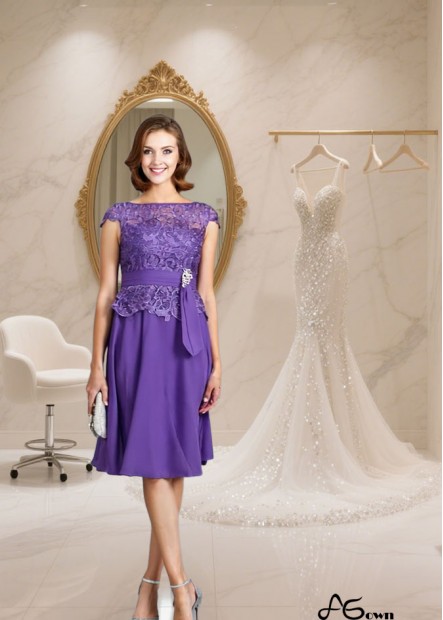 A-Line Chiffon Sleeveless Mother of the Bride Dress with Bateau Neck and Beading
