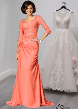Sweetheart Chiffon Mother of the Bride Dress – Half Sleeve Mermaid Gown with Sweep Train