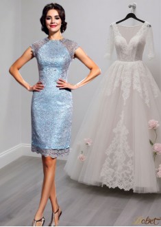 Short Satin Scoop Neck Mother of the Bride Dresses UK with Beading
