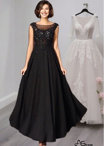 Scoop Neck Sleeveless Chiffon Applique A-Line Floor-Length Mother of the Bride Dress
