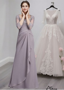 Chiffon Floor Length Mother of the Bride Dress with Sweetheart Neck and 3/4 Sleeves