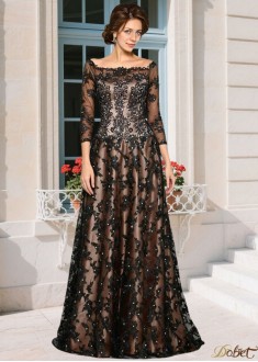 Off-the-Shoulder Satin A-line Mother of the Bride Dress