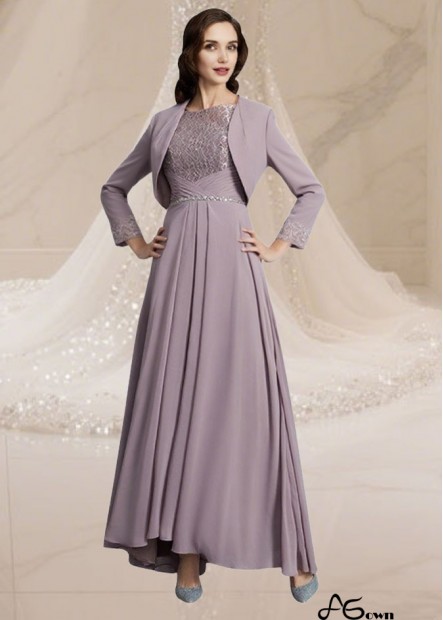 Elegant Chiffon Long Formal Dress with Asymmetrical Hemline and Half Sleeves