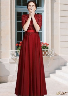 Chiffon A-Line Mother of the Bride Dress with Half Sleeves