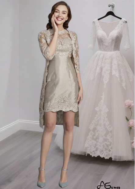 Knee-Length Taffeta Mother of the Bride Dress with Scoop Neck and Applique