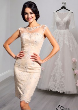Short Sheer Neck Lace Mother of the Bride Dress Sleeveless Column Style