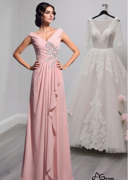 Pink Chiffon V-Neck Sleeveless Mother of the Bride Dress with Beading
