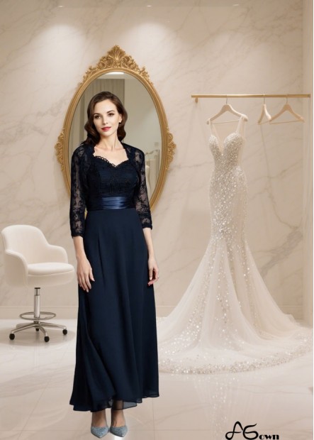 Ankle-Length Chiffon Mother of the Bride Dress with Sweetheart Neckline