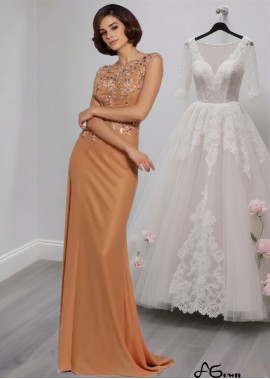 Chiffon Scoop Neck Mother of the Bride Dress with Beading, Evening Formal Dress